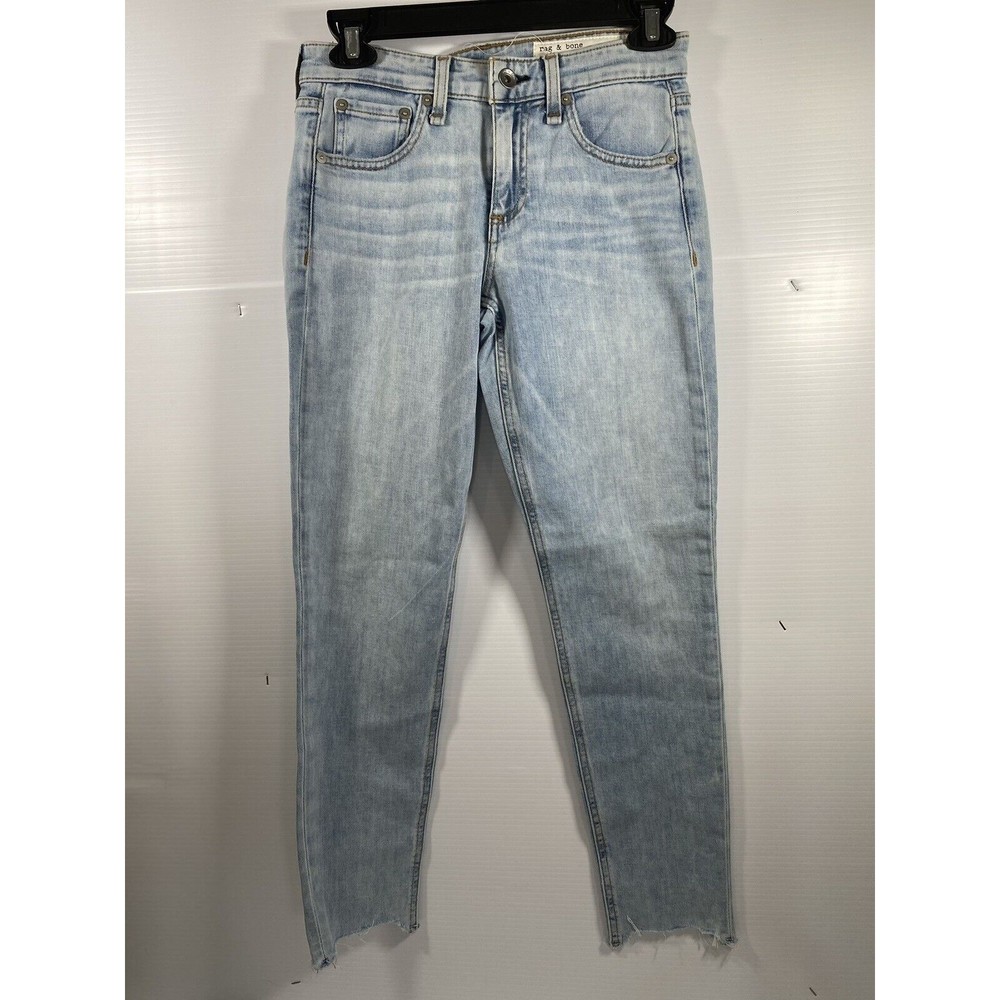 Rag & Bone JEAN Cate Mid-Rise Ankle Skinny with Raw Hem Jade Wash Sz 24
